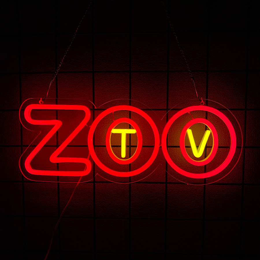 Zoo Party Games - Neonowy znak Zoo TV, dekoracja ścienna